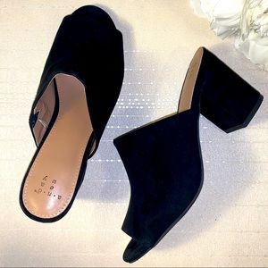 A New Day Black Slip On Faux Suede Block Heel